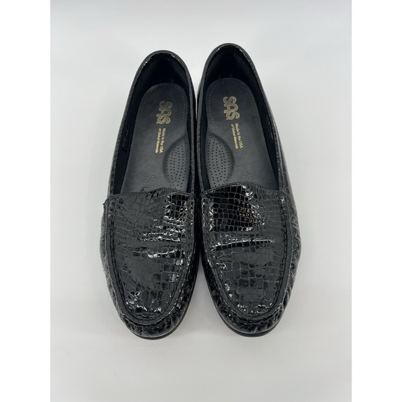 SAS Simplify Everyday Loafer Black Croc‎ Cushioned Textured Women's Size 12S - Picture 2 of 6